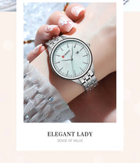 CURREN Women Watch Top Brand Luxury Lady Girl Wristwatch Elegant Stainless Steel Bracelet Waterproof Casual Female Clock 9099