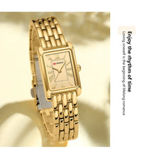 CURREN-Women's Simple Dial Wristwatch, Elegant and Charming Bracelet Quart Watches for Lady, Fashion Brand