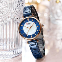 CURREN 9072 Shell Dial Quartz Watch for Ladies, Waterproof Minimalist Business Wristwatch