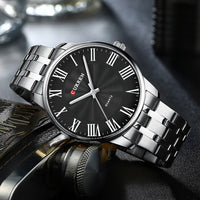 Curren 8422 Men's Minimalist Roman Numeral Quartz Watch, Water-resistant Round Business Wristwatch
