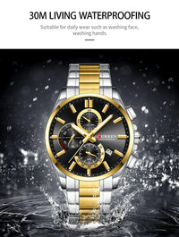 CURREN Men's Quartz Chronograph Watch with Luminous Hands,Auto Date Stainless Steel Band, Precision Style Wristwatche Waterproof