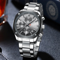 CURREN Stainless Steel Watch with Timer Calendar Luminous Hands And Stainless Steel Bracelet
