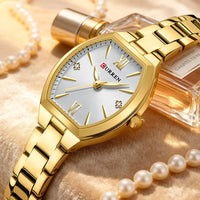 CURREN Simple Quartz Watch for Women Luxury Vintage Wristwatch Luminous Hands Stainless Steel Bracelet Women's Dress Watch