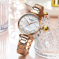 CURREN 9072 Fashion Stainless Steel Women Luxury Watch Analog Quartz Wristwatch Ladies Elegant Dress Watches Relogio Feminino