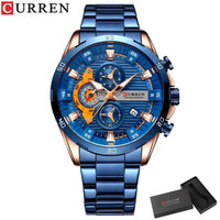 CURREN 8402 Business Men's Quartz Watch, Six-hand Steel-strap Wristwatch with Motorcycle-style Dial