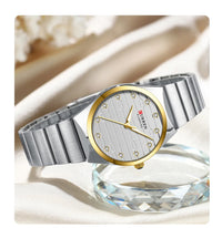 CURREN Luxury Classic Quartz Watch for Women Round Dial with Rhinestones Stainless Steel Bracelet Elegant Dress Wristwatch