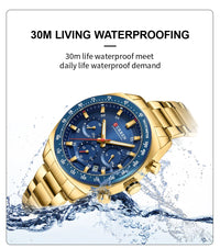 CURREN High Quality Men's Luxury  Fashion Quartz Watch Men Round Business Student Sport Waterproof Glow Clock