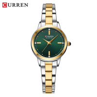 CURREN Simple Round Dial Fashion Dress Quartz Watches for Ladies with Stainless Steel Bracelet Luxury Wristwatches