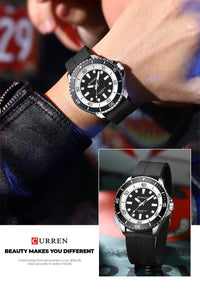 Curren 8448 Original Silicone Clock Hands Quartz Watches for Men Army Waterproof Sports Male Wristwatch reloj hombre