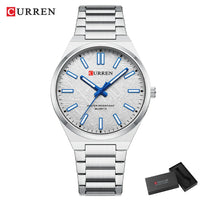 CURREN Men’s Business Watch Textured Black Dial Quartz  Wristwatch Stainless Steel Luminous Male Dress Watch Relogio Masculino