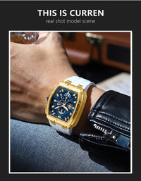 CURREN Men Casual Sport Military Quartz Calendar Wrist Watch for Man Business Leather Waterproof Male Clock Relogio Masculino