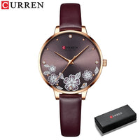 CURREN Watches for Woman Fashion Waterproof Clock Top Brand Luxury Creative Romantic Flower Dial Wristwatch Gift 9068