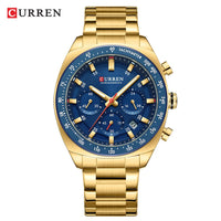 CURREN High Quality Men's Luxury  Fashion Quartz Watch Men Round Business Student Sport Waterproof Glow Clock