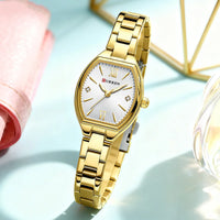 CURREN Simple Quartz Watch for Women Luxury Vintage Wristwatch Luminous Hands Stainless Steel Bracelet Women's Dress Watch