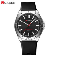 CURREN 8449 Men's Quartz Watch Fashion Leisure Outdoor Clock Analog Display Black Orange Silicone Strap Wristwatch for Male