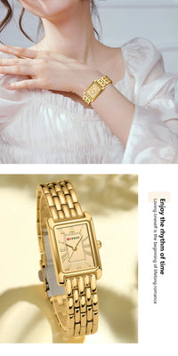 CURREN Luxury Ladies Fashion Quartz Watch Simple Scale Square Quality Women Watches Business Stainless Steel Folding Clock
