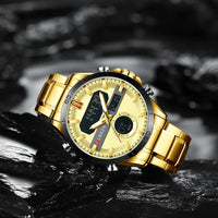 CURREN Sport Men Watch Top Brand Luxury Military Business Male Clock Gold Stainless Steel Quartz Digital Man Wristwatch 8384
