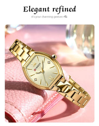 CURREN 9112 Minimalist Ladies' Quartz Watch, Barrel-shaped Waterproof Wristwatch with Roman Numeral