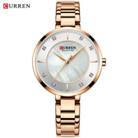 CURREN Women Watches Top Brand Luxury Ladies Wrist Quartz Watch Stainless Steel Classic Bracelet Female Clock Clear 9051