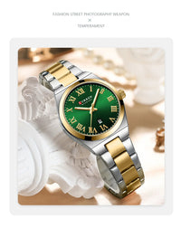 CURREN Fashionable Quartz Watches for Women Roman Numerals Simple Elegant Stainless Steel Braclete Ladies Wristwatch