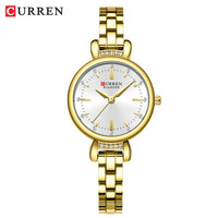 CURREN Luxury Brand Women's Watch Elegant Fashion Stainless Steel Waterproof Ladies Wristwatches with Rhinestone