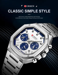 Curren Casual Versatile Men's Square Chronograph Watch (Dial 3.9cm) - CUR232