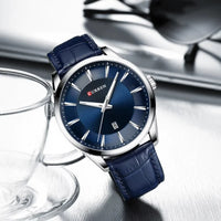 CURREN 8365 Men's Minimalist Calendar Water-Resistant Quartz Watch, Business Style with Leather Strap