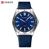 CURREN 8449 Men's Quartz Watch Fashion Leisure Outdoor Clock Analog Display Black Orange Silicone Strap Wristwatch for Male