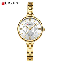 Ladies small dial chain watch waterproof round simple for women Simple Romantic Rhinestone Dial with Stainless Steel Bracelet