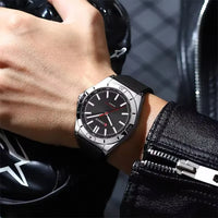 CURREN 8449 Men's Quartz Watch Fashion Leisure Outdoor Clock Analog Display Black Orange Silicone Strap Wristwatch for Male