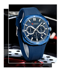 CURREN Men's Watch New Luxury Quartz Clock Original Silicone Sports Multi Functional Waterproof Luminous Date Timer Wrist Watch