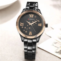 CURREN New Fashion Women Watches Top Brand Luxury Lady Girl Wristwatch Black Stainless Steel Bracelet Female Clock Gift 9009