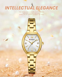 CURREN Fashionable Barrel-Shaped Simple Elegant Quartz Watch Women's Elastic Band Retro Women's Watch