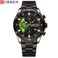 CURREN 8402 Business Men's Quartz Watch, Six-hand Steel-strap Wristwatch with Motorcycle-style Dial