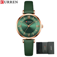 CURREN New Leather Watch Women Watches Ladies Creative Quartz Bracelet Wristwatches Female Waterproof Clock Relogio Feminino