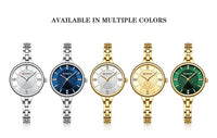 Ladies small dial chain watch waterproof round simple for women Simple Romantic Rhinestone Dial with Stainless Steel Bracelet