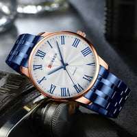 Curren 8422 Men's Minimalist Roman Numeral Quartz Watch, Water-resistant Round Business Wristwatch