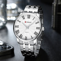 Curren 8422 Men's Minimalist Roman Numeral Quartz Watch, Water-resistant Round Business Wristwatch