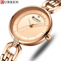 CURREN 9052 Women Watch Brand Fashion Casual Ladies Quartz Wristwatch Rose Gold Stainless Steel Mesh Dress Clock For Girl
