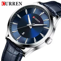 CURREN 8365 Men's Minimalist Calendar Water-Resistant Quartz Watch, Business Style with Leather Strap
