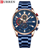 CURREN 8415 Men Luminous Watch Reloj Hombre Simple Multifunctional Quartz Watch Sport Stainless Steel Strap Business Waterproof