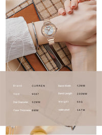 CURREN Fashion Women Watch Top Brand Luxury Lady Girl Wristwatch Original Stainless Steel Bracelet Classic Female Clock 9087