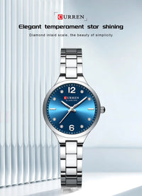 CURREN Women Elegant Watch Stainless Steel Casual Fashion Dial Digital Ladies Watches Quartz Wristwatch Reloj Mujer Girls Clock
