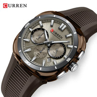 CURREN 8502 Brand New Quartz Watches for Men Chronograph Calendar Luminous Sport 30M Waterproof Silicone Strap Mens Wristwatch