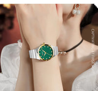 CURREN Luxury Classic Quartz Watch for Women Round Dial with Rhinestones Stainless Steel Bracelet Elegant Dress Wristwatch