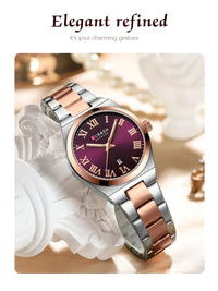 CURREN Fashionable Quartz Watches for Women Roman Numerals Simple Elegant Stainless Steel Braclete Ladies Wristwatch