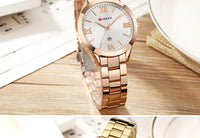 CURREN 9007 Fashion Women Quartz Watch Waterproof Minimalist Calendar Wristwatch with Roman Numerals