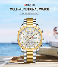 CURREN Stainless Steel Watch with Timer Calendar Luminous Hands And Stainless Steel Bracelet