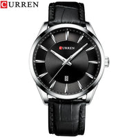CURREN 8365 Men's Minimalist Calendar Water-Resistant Quartz Watch, Business Style with Leather Strap