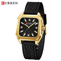 CURREN 9113 Women's square small dial watch waterproof quartz watch silicone watch strap fashionable and simple wristwatch